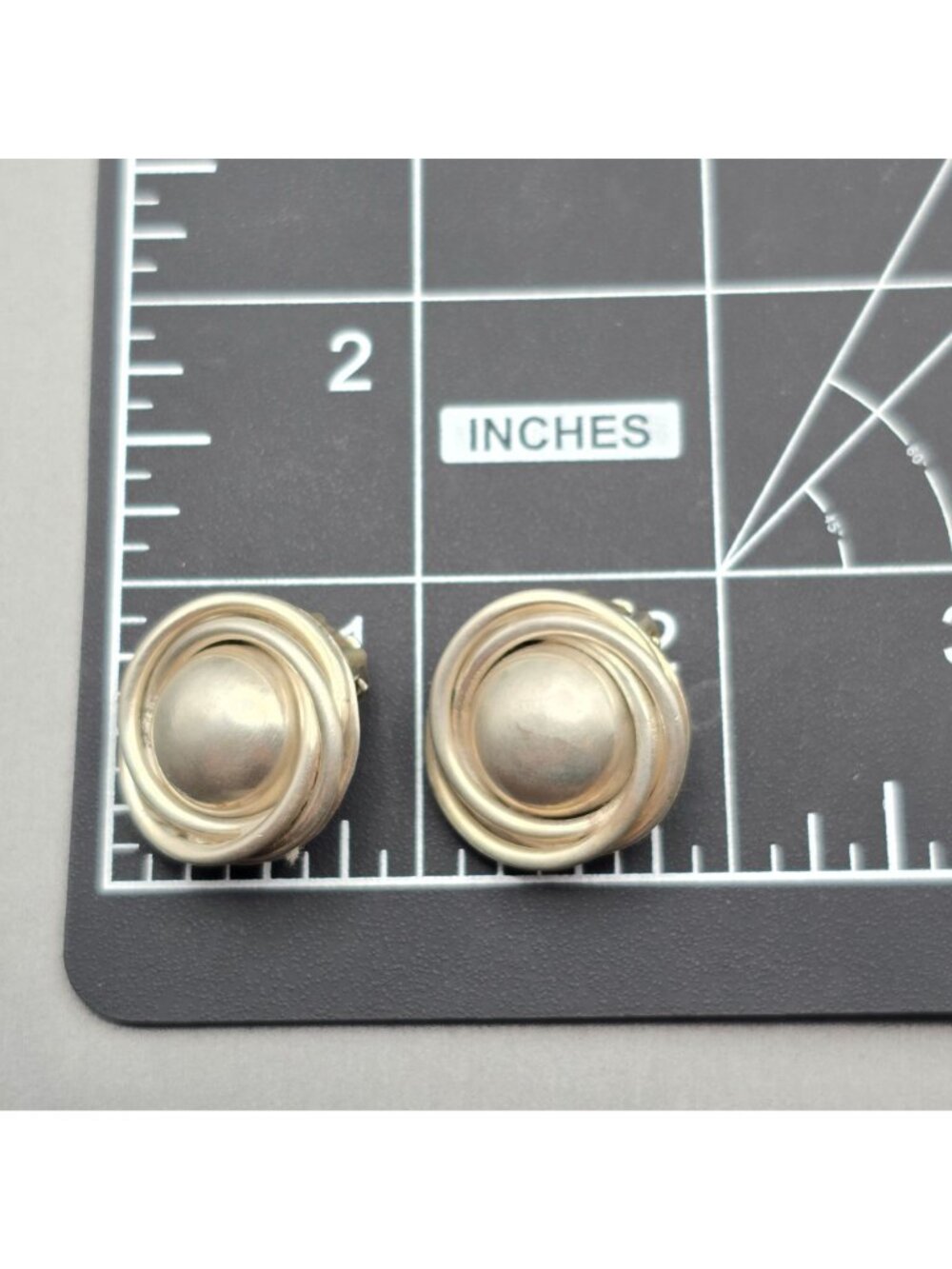 Taxco Sterling Silver Dome Clip On Earrings Mexico TA-105 Twisted Border 17.65g - Picture 5 of 9